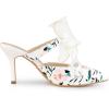 imageAllegra K Womens Pointed Toe Lace Bow Floral Printed Stiletto Heels MulesWhite