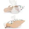 imageAllegra K Womens Pointed Toe Lace Bow Floral Printed Stiletto Heels MulesWhite