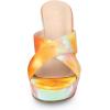 imageAllegra K Womens Tie Dye Crisscross Strap Wedges Slip on Wedge Heel Platform SandalsOrange