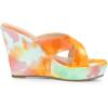 imageAllegra K Womens Tie Dye Crisscross Strap Wedges Slip on Wedge Heel Platform SandalsOrange