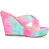 imageAllegra K Womens Tie Dye Crisscross Strap Wedges Slip on Wedge Heel Platform SandalsPink Green