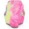 imageAllegra K Womens Tie Dye Crisscross Strap Wedges Slip on Wedge Heel Platform SandalsPink Green