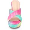 imageAllegra K Womens Tie Dye Crisscross Strap Wedges Slip on Wedge Heel Platform SandalsPink Green