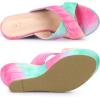 imageAllegra K Womens Tie Dye Crisscross Strap Wedges Slip on Wedge Heel Platform SandalsPink Green