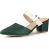 imageAllegra K Womens Pointed Toe Chunky Heel Dress Mules PumpsGreen White