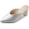 imageAllegra K Womens Pointed Toe Chunky Heels Slides MulesSilver