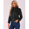 imageAllegra K Cropped Fleece Jacket for Womens Zip Up Faux Fur JacketBlack