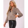 imageAllegra K Cropped Fleece Jacket for Womens Zip Up Faux Fur JacketKhaki