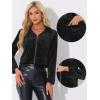 imageAllegra K Cropped Velvet Jacket for Womens 2024 Fall Winter Long Sleeve Zip Up Casual JacketsBlack