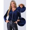 imageAllegra K Cropped Velvet Jacket for Womens 2024 Fall Winter Long Sleeve Zip Up Casual JacketsRoyal Blue