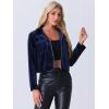 imageAllegra K Cropped Velvet Jacket for Womens 2024 Fall Winter Long Sleeve Zip Up Casual JacketsRoyal Blue