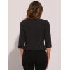 imageAllegra K Denim Jacket for Womens Collarless 2025 Cardigan 34 Sleeve Crop Jean JacketsBlack