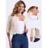 imageAllegra K Denim Jacket for Womens Collarless 2025 Cardigan 34 Sleeve Crop Jean JacketsCream