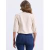 imageAllegra K Denim Jacket for Womens Collarless 2025 Cardigan 34 Sleeve Crop Jean JacketsCream