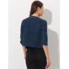 imageAllegra K Denim Jacket for Womens Collarless 2025 Cardigan 34 Sleeve Crop Jean JacketsDark Blue