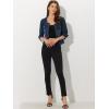 imageAllegra K Denim Jacket for Womens Collarless 2025 Cardigan 34 Sleeve Crop Jean JacketsDark Blue