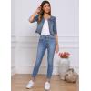 imageAllegra K Denim Jacket for Womens Collarless 2025 Cardigan 34 Sleeve Crop Jean JacketsGray Blue