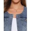 imageAllegra K Denim Jacket for Womens Collarless 2025 Cardigan 34 Sleeve Crop Jean JacketsGray Blue