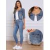imageAllegra K Denim Jacket for Womens Collarless 2025 Cardigan 34 Sleeve Crop Jean JacketsGray Blue