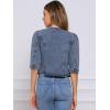 imageAllegra K Denim Jacket for Womens Collarless 2025 Cardigan 34 Sleeve Crop Jean JacketsGray Blue