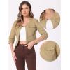 imageAllegra K Denim Jacket for Womens Collarless 2025 Cardigan 34 Sleeve Crop Jean JacketsKhaki