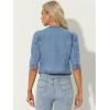 imageAllegra K Denim Jacket for Womens Collarless 2025 Cardigan 34 Sleeve Crop Jean JacketsLight Blue