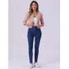 imageAllegra K Denim Jacket for Womens Collarless 2025 Cardigan 34 Sleeve Crop Jean JacketsPink