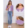 imageAllegra K Denim Jacket for Womens Collarless 2025 Cardigan 34 Sleeve Crop Jean JacketsPurple