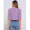 imageAllegra K Denim Jacket for Womens Collarless 2025 Cardigan 34 Sleeve Crop Jean JacketsPurple