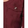imageAllegra K Denim Jacket for Womens Collarless 2025 Cardigan 34 Sleeve Crop Jean JacketsPurple Red