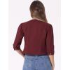imageAllegra K Denim Jacket for Womens Collarless 2025 Cardigan 34 Sleeve Crop Jean JacketsPurple Red