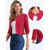 imageAllegra K Denim Jacket for Womens Collarless 2025 Cardigan 34 Sleeve Crop Jean JacketsRed