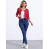 imageAllegra K Denim Jacket for Womens Collarless 2025 Cardigan 34 Sleeve Crop Jean JacketsRed