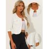 imageAllegra K Denim Jacket for Womens Collarless 2025 Cardigan 34 Sleeve Crop Jean JacketsWhite