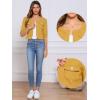 imageAllegra K Denim Jacket for Womens Collarless 2025 Cardigan 34 Sleeve Crop Jean JacketsYellow