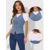 imageAllegra K Denim Vest for Womens Halter Neck Button Down Backless Jean WaistcoatBlue