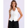 imageAllegra K Denim Vest for Womens Halter Neck Button Down Backless Jean WaistcoatWhite