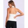 imageAllegra K Denim Vest for Womens Halter Neck Button Down Backless Jean WaistcoatWhite