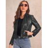 imageAllegra K Faux Leather Jacket for Womens Motorcycle Moto Biker Coat Casual Cropped PU Leather JacketsBlack