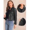 imageAllegra K Faux Leather Jacket for Womens Motorcycle Moto Biker Coat Casual Cropped PU Leather JacketsBlack