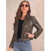 imageAllegra K Faux Leather Jacket for Womens Motorcycle Moto Biker Coat Casual Cropped PU Leather JacketsBrown