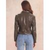 imageAllegra K Faux Leather Jacket for Womens Motorcycle Moto Biker Coat Casual Cropped PU Leather JacketsBrown