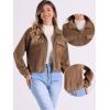imageAllegra K Fuzzy Short Jacket for Womens Stand Collar Long Sleeve Casual Crop CoatBrown