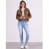 imageAllegra K Fuzzy Short Jacket for Womens Stand Collar Long Sleeve Casual Crop CoatBrown