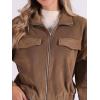 imageAllegra K Fuzzy Short Jacket for Womens Stand Collar Long Sleeve Casual Crop CoatBrown