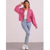 imageAllegra K Fuzzy Short Jacket for Womens Stand Collar Long Sleeve Casual Crop CoatHot Pink