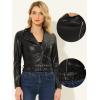 imageAllegra K PU Crop Jacket for Womens Slim Fit Zip Up Belted Motorcycle Faux Leather JacketsBlack