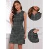 imageAllegra K Tweed Dress for Womens Elegant Plaid Sleeveless Summer Business Casual Above The Knee DressesBlack Silver