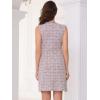 imageAllegra K Tweed Dress for Womens Elegant Plaid Sleeveless Summer Business Casual Above The Knee DressesPink White