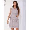 imageAllegra K Tweed Dress for Womens Elegant Plaid Sleeveless Summer Business Casual Above The Knee DressesPink White
